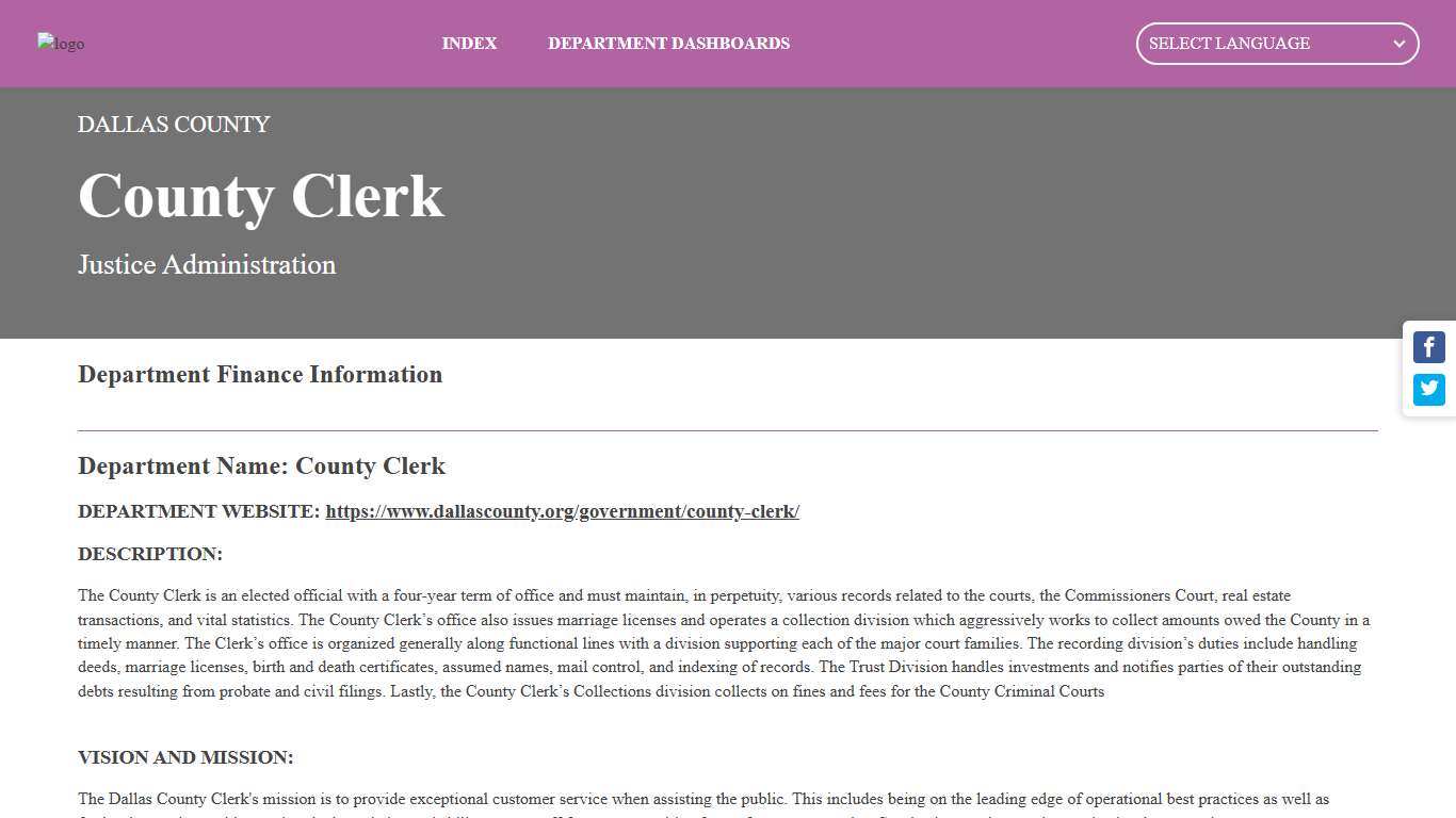 Dallas County: Fiscal Year 2026 Budget Dashboard