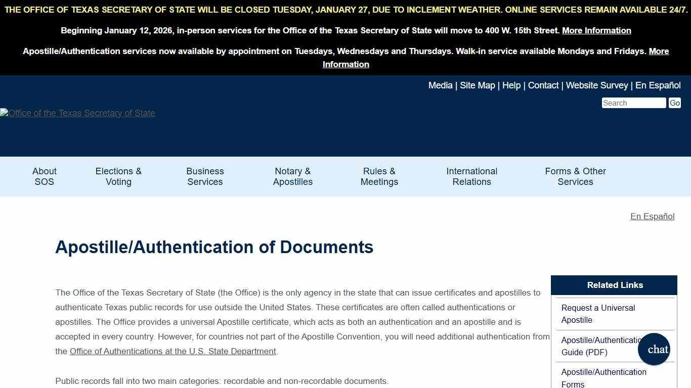 Apostille/Authentication of Documents